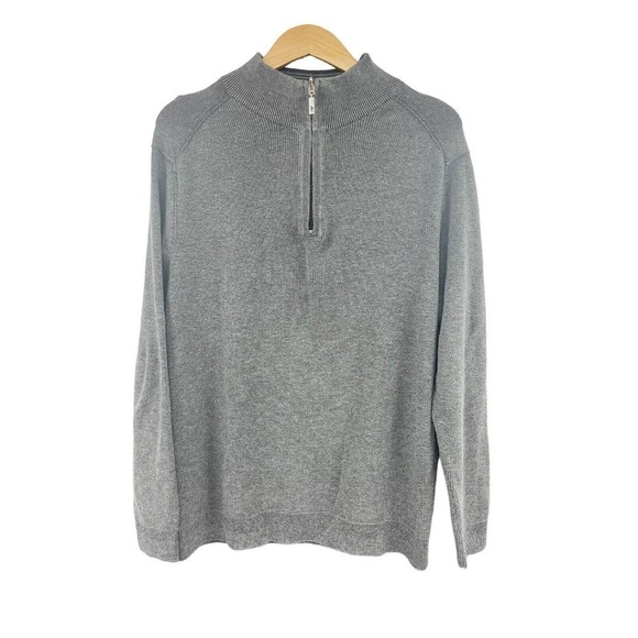 TOMMY Bahama Mens Reversible Casual Long Sleeve Half Zip Sweatshirt Gray Size L - Picture 1 of 5